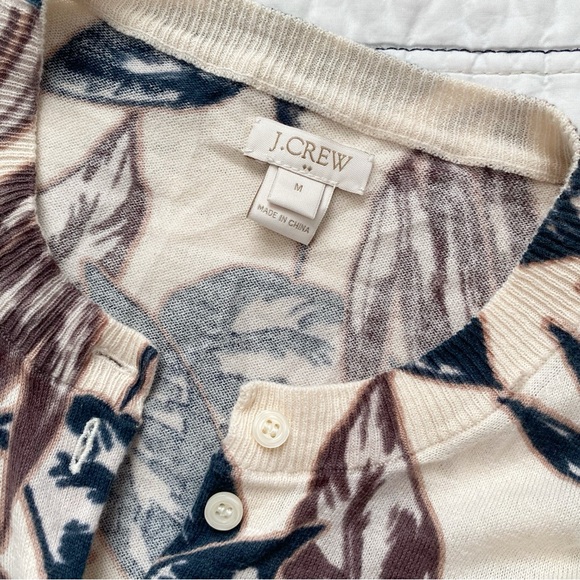 J. Crew Cardigan in Botanical Leaf Print Brown and Black size Medium - Picture 2 of 5